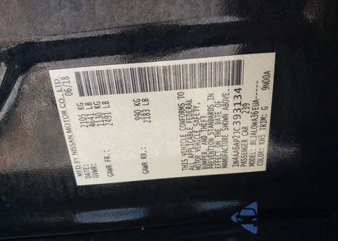 2018 Nissan Maxima 3.5 S from USA, damaged, VIN 1N4AA6AP2JC393134